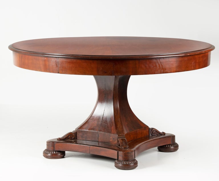 Carved Mid- 19th Century Dutch Empire Style Mahogany Dining Table