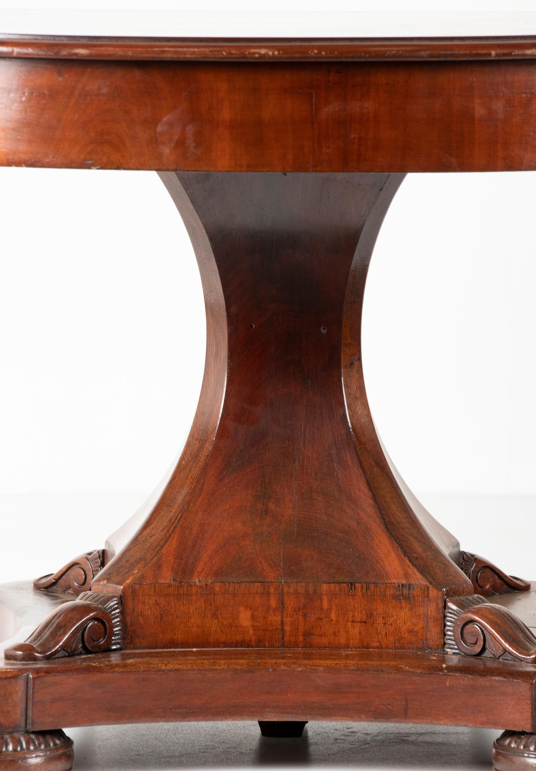 Mid- 19th Century Dutch Empire Style Mahogany Dining Table 1