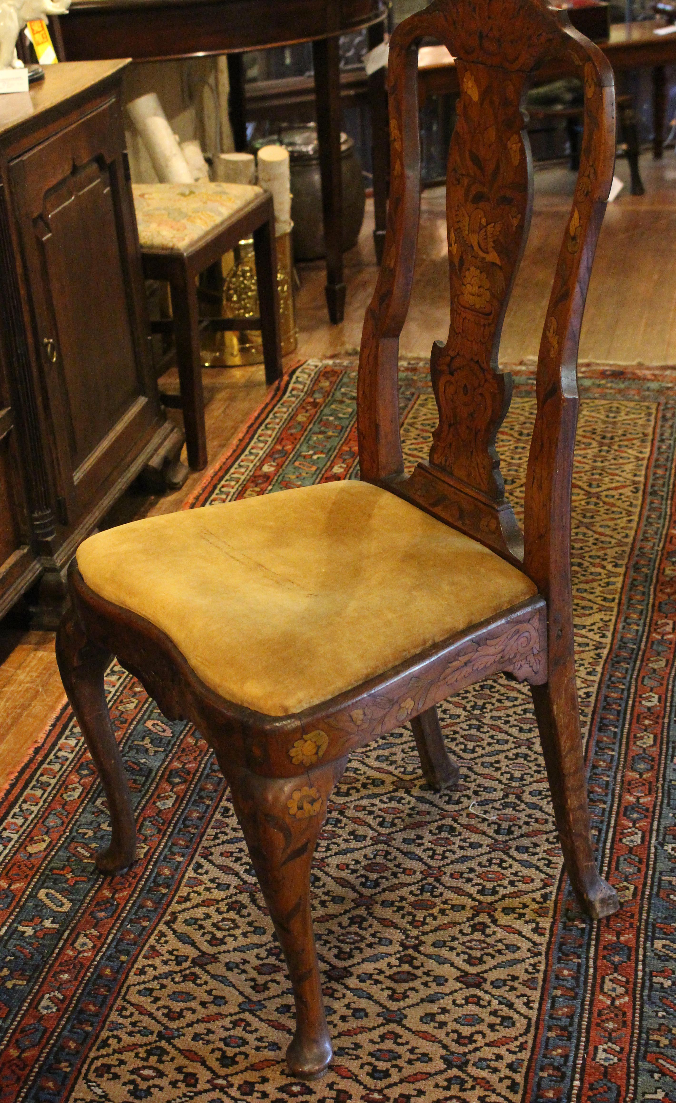 Mid-19th Century Dutch Marquetry Inlaid Side Chair For Sale 6