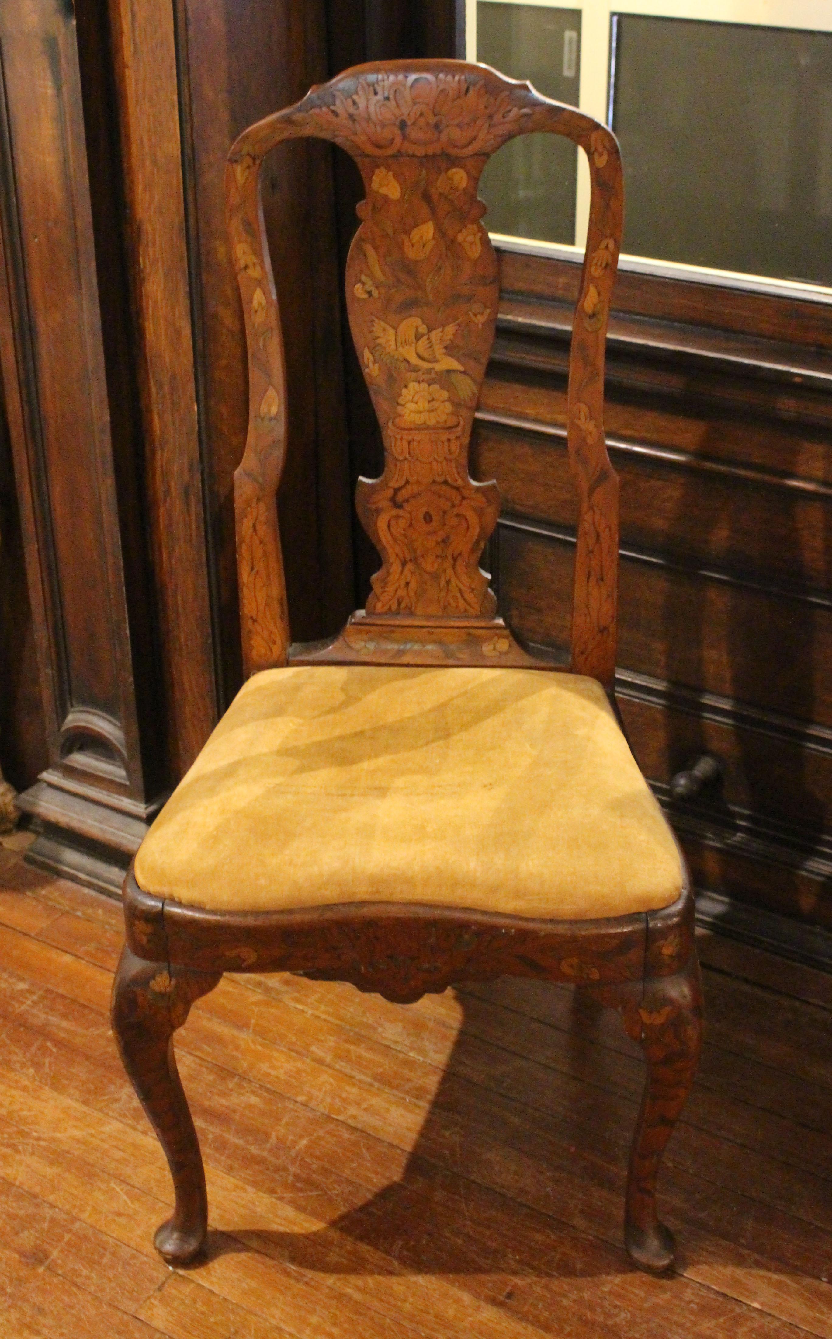Mid-19th Century Dutch Marquetry Inlaid Side Chair For Sale 8