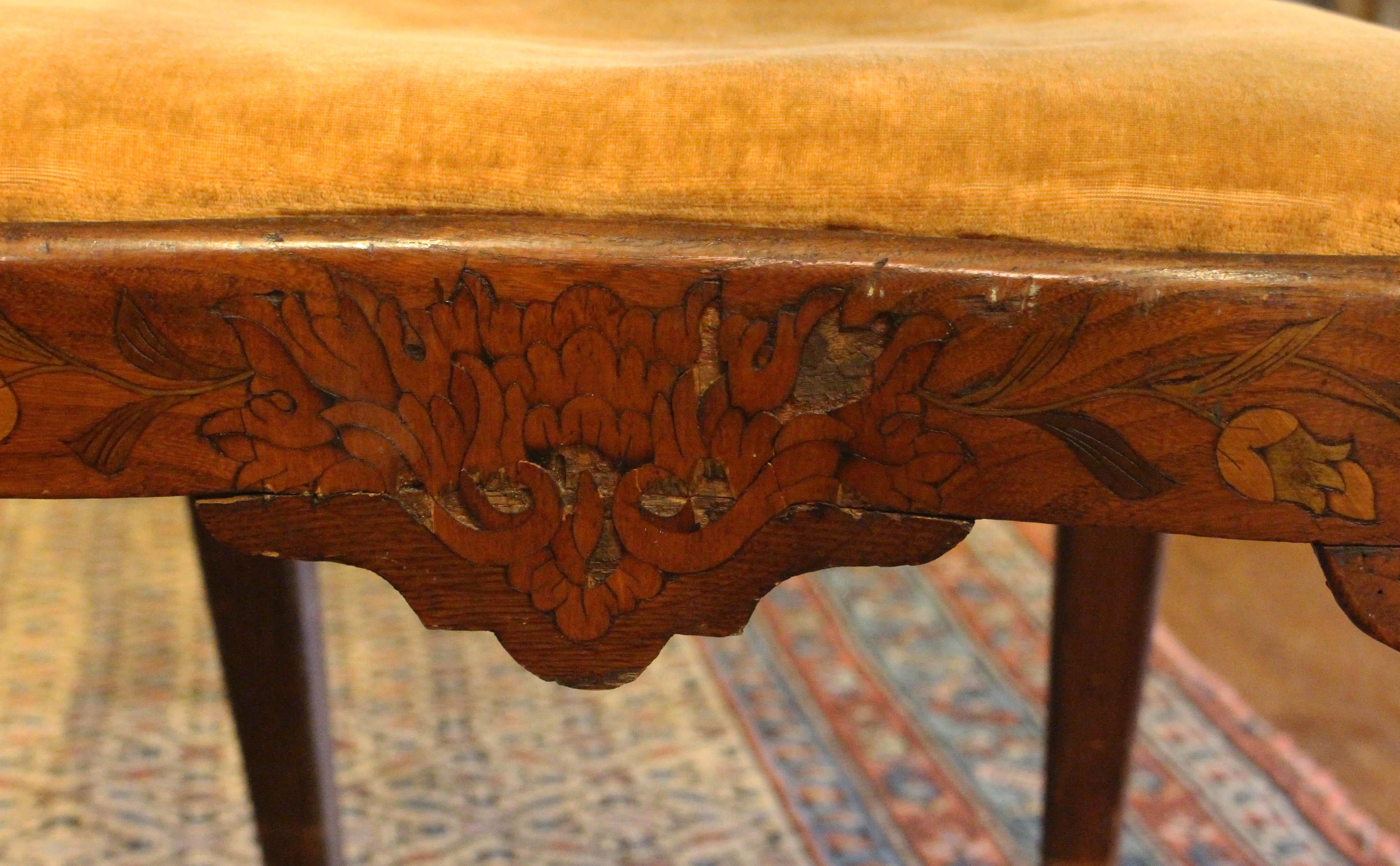 Mid-19th Century Dutch Marquetry Inlaid Side Chair For Sale 1