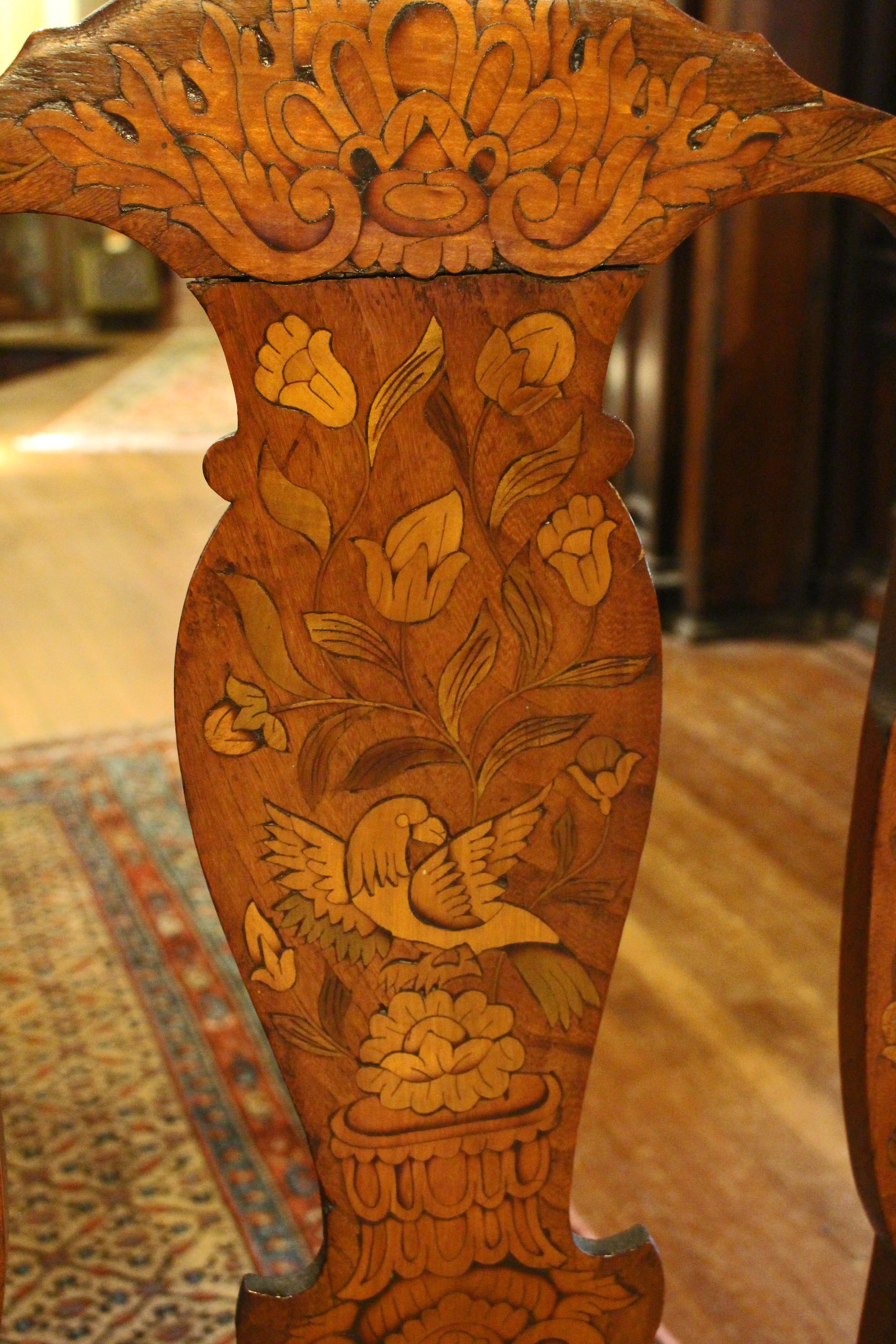 Mid-19th Century Dutch Marquetry Inlaid Side Chair For Sale 3