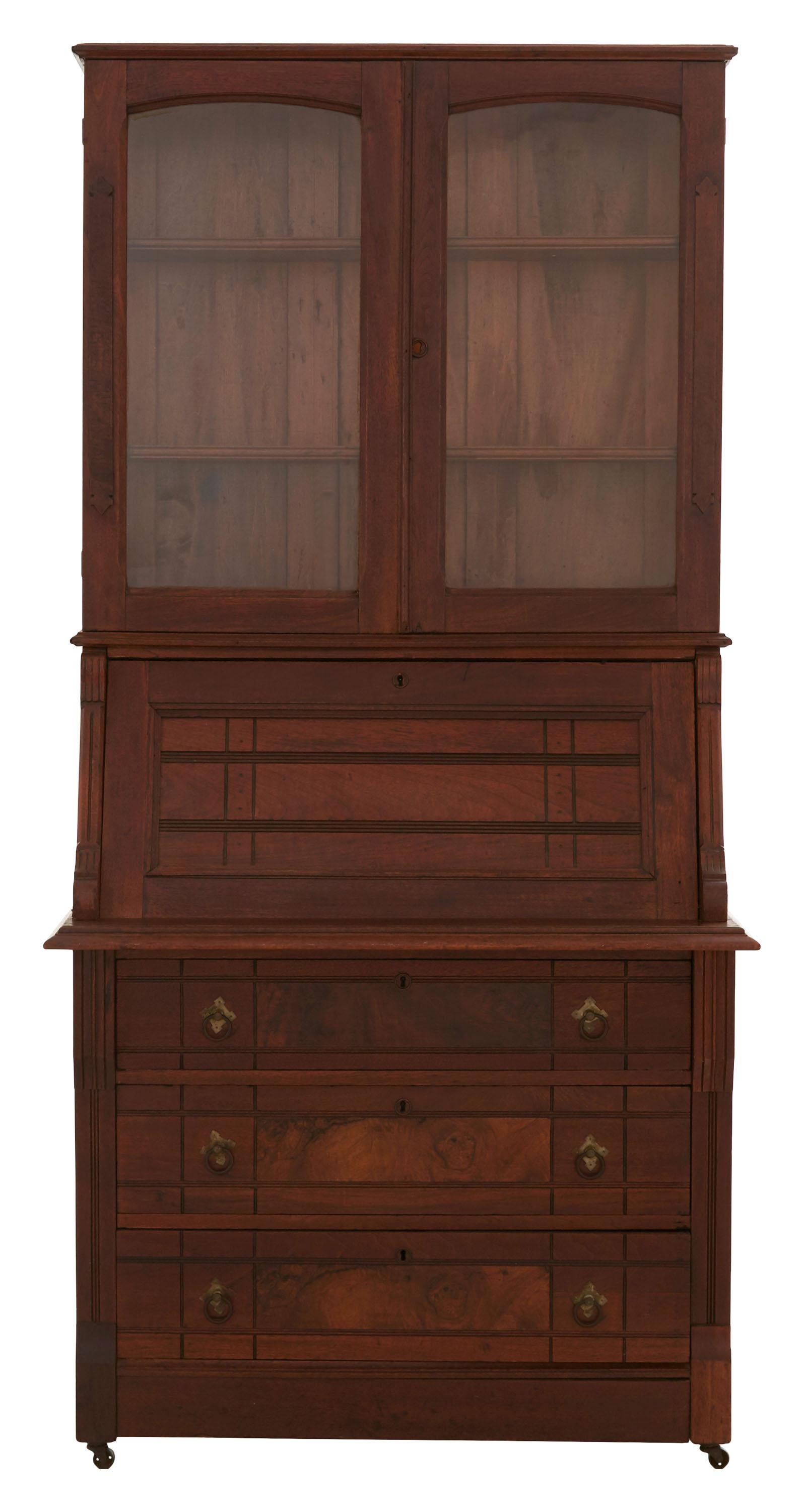 American Mid-19th Century Eastlake Secretaire Desk Cabinet