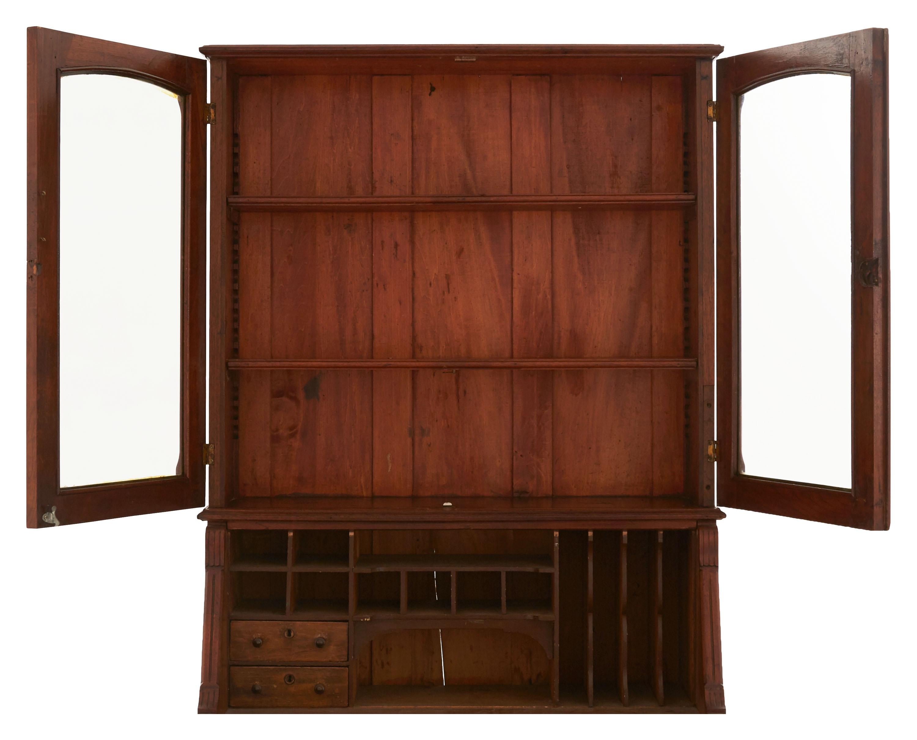 Brass Mid-19th Century Eastlake Secretaire Desk Cabinet