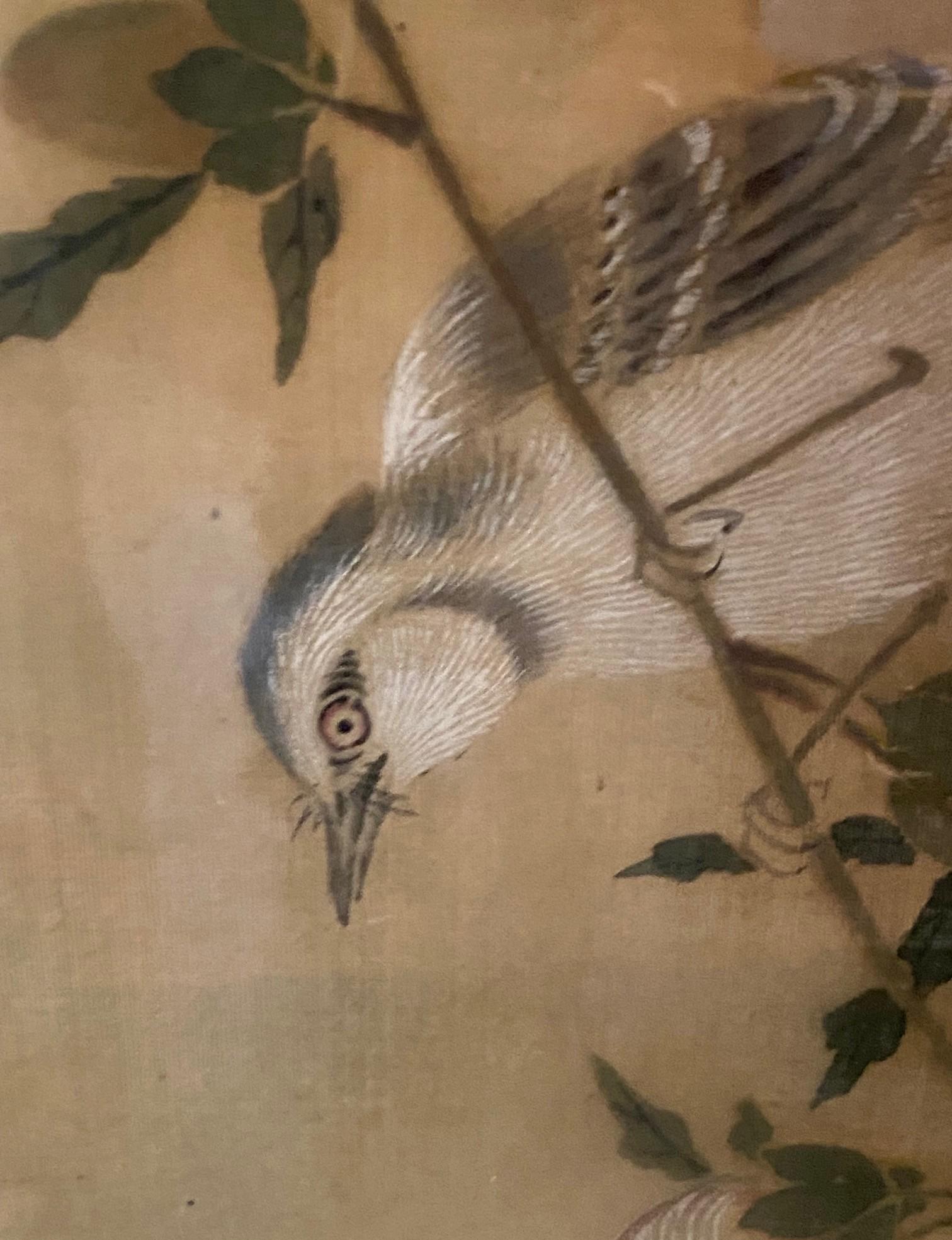 Japanese Asian Edo Nagasaki School Nanpin Nature Floral Flower Bird Painting For Sale 2
