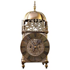 Mid-19th Century Eight Day Lantern Clock with a Double Fusee Striking Movement