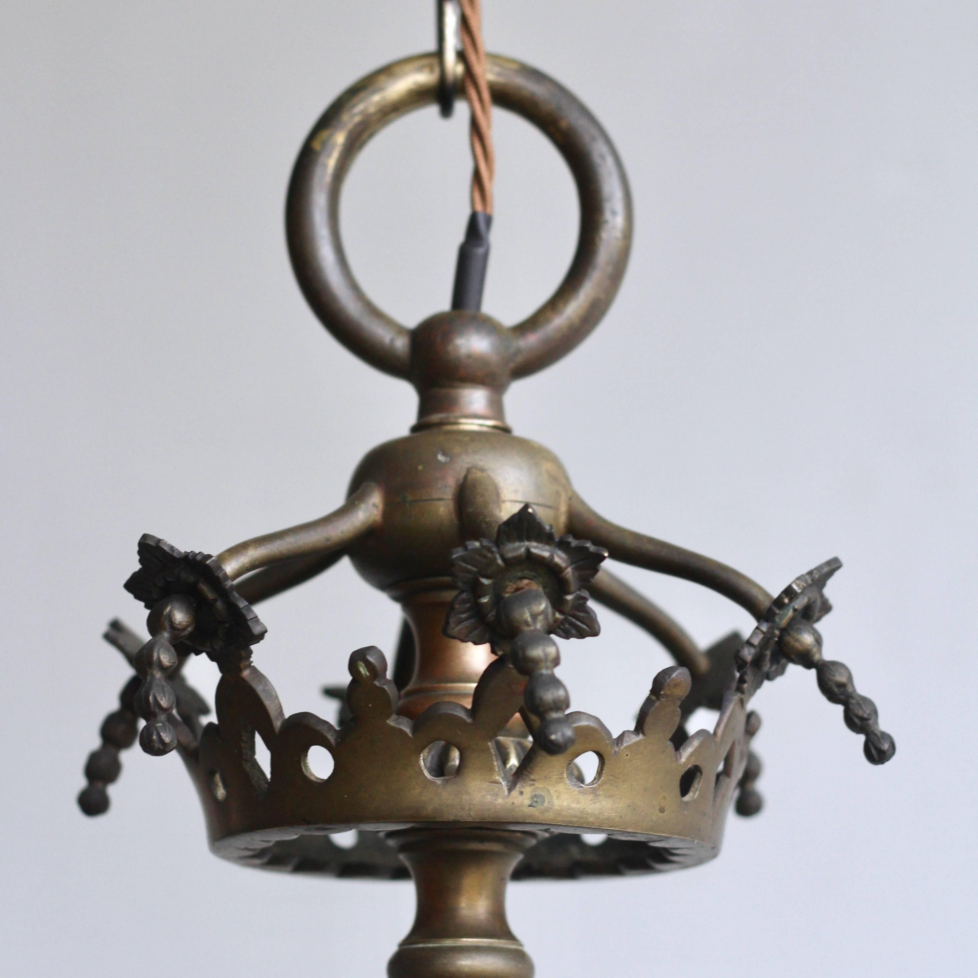 Bronze Mid-19th Century Electrified Gasolier Chandelier For Sale
