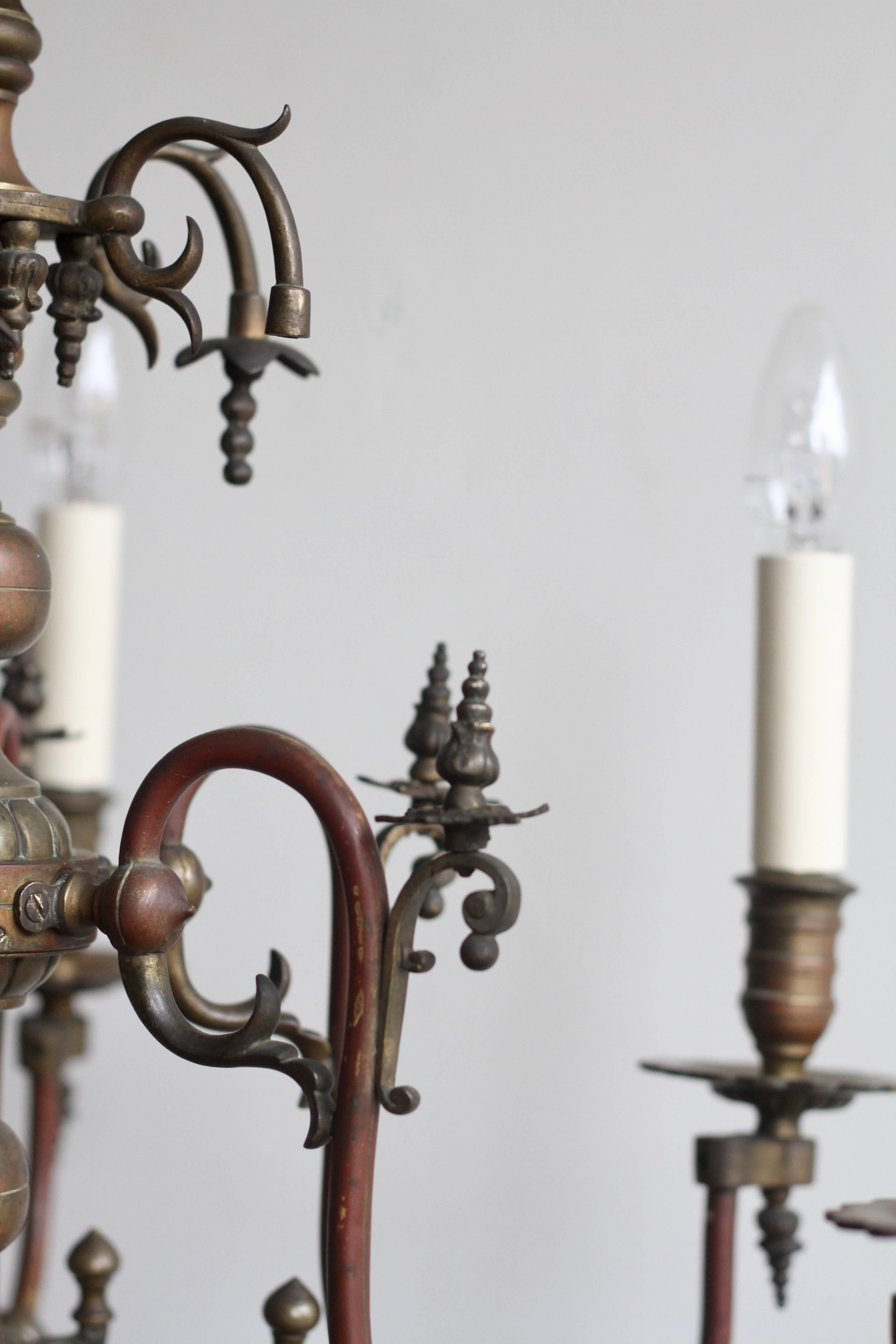 Mid-19th Century Electrified Gasolier Chandelier For Sale 1