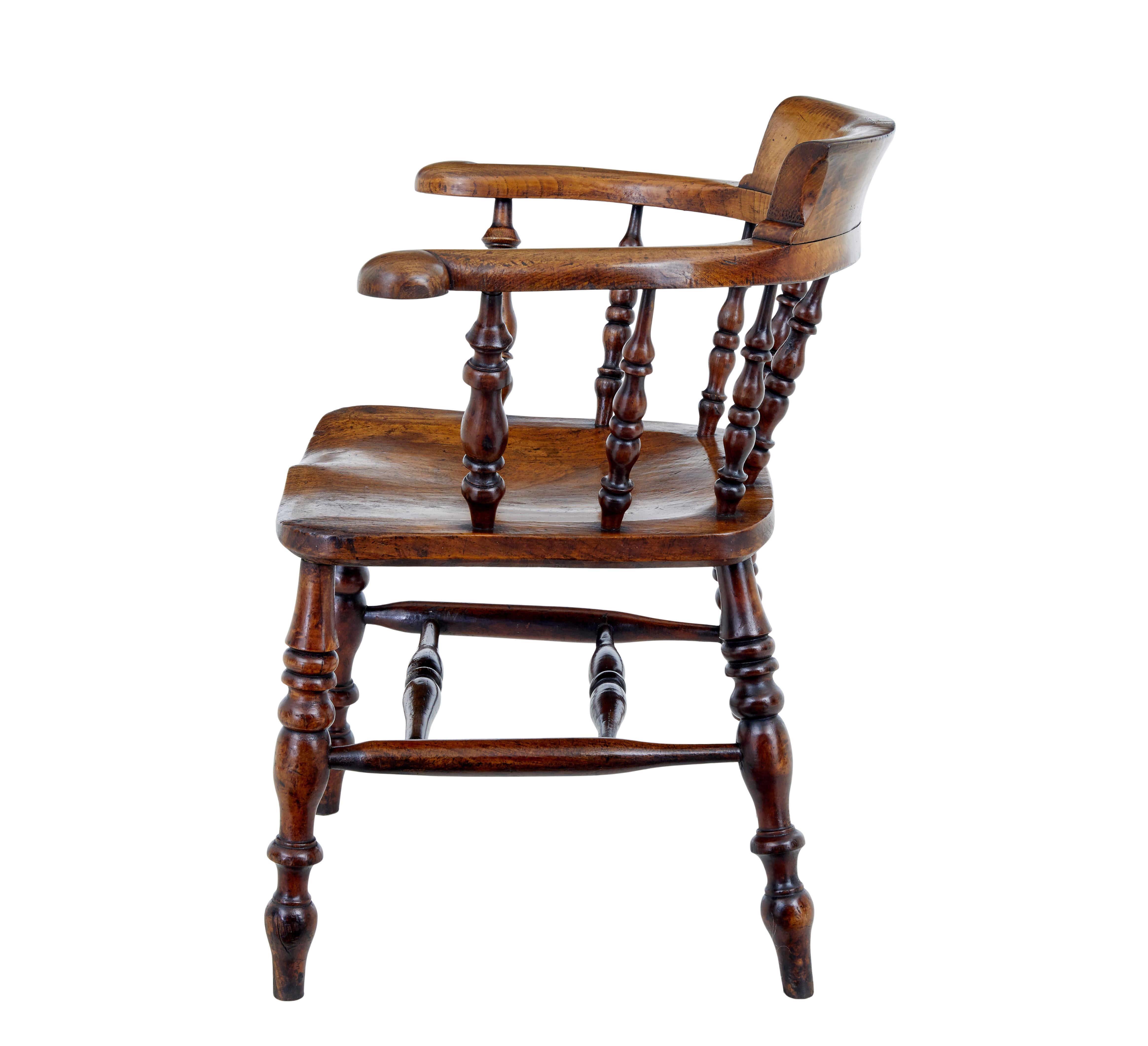Victorian Mid 19th Century elm captains armchair For Sale