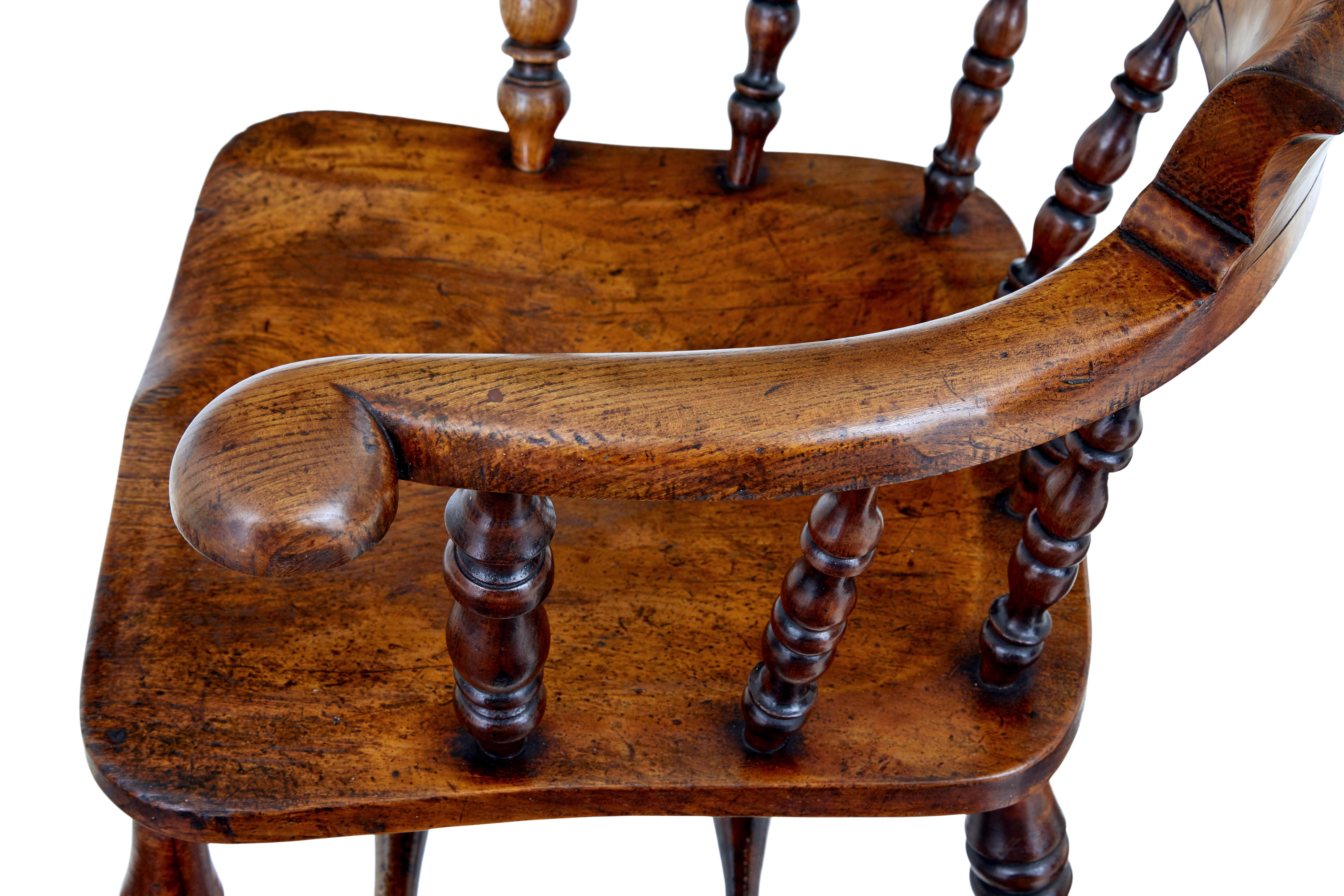 Elm Mid 19th Century elm captains armchair For Sale