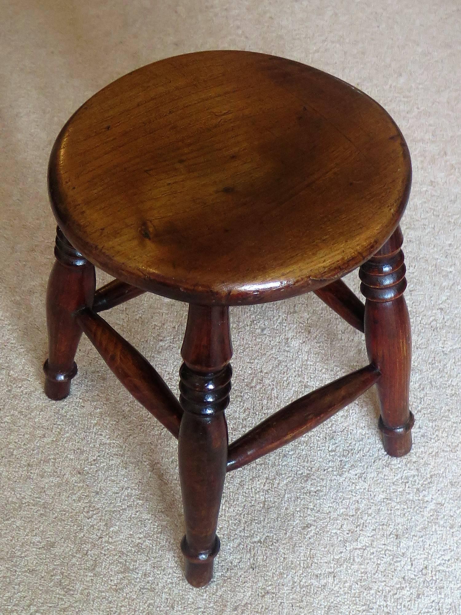 Hand-Crafted Elm Stool or Stand North East Yorkshire English Maker, Circa 1850 For Sale
