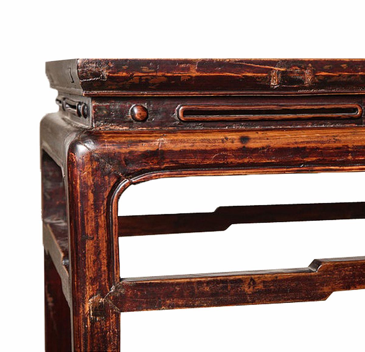 Chinese Mid-19th Century Elmwood Console Table from China For Sale