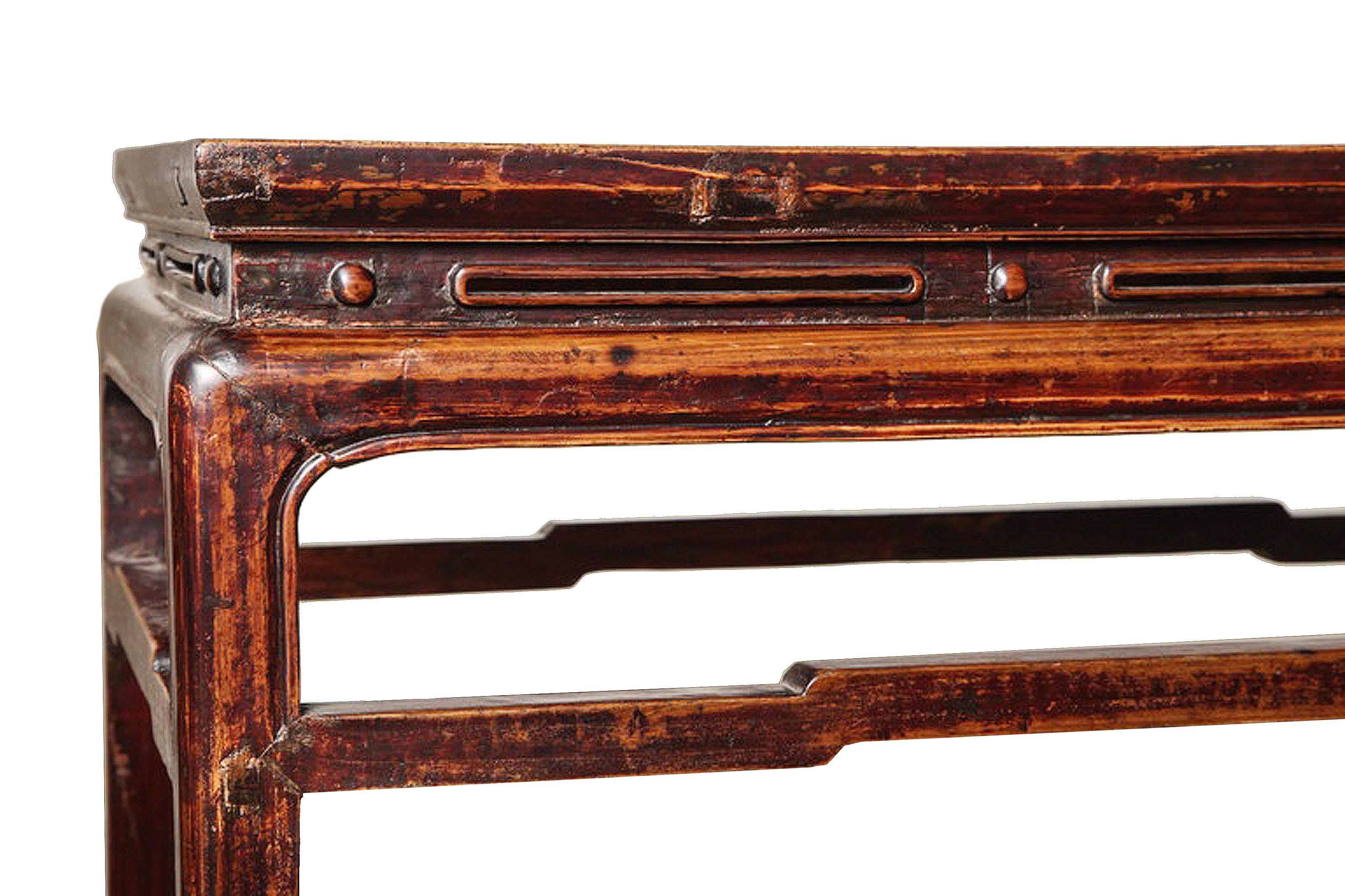 Mid-19th Century Elmwood Console Table from China In Good Condition For Sale In New York, NY