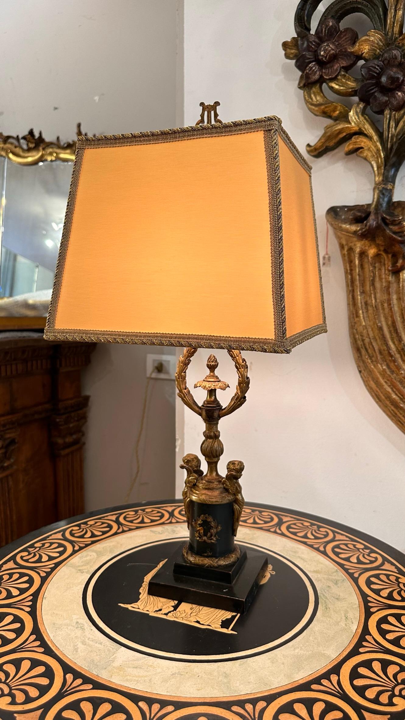 Bronze LAMPE BOUILLOTTE EMPIRE DU MOYEN 19e SIÈCLE en vente