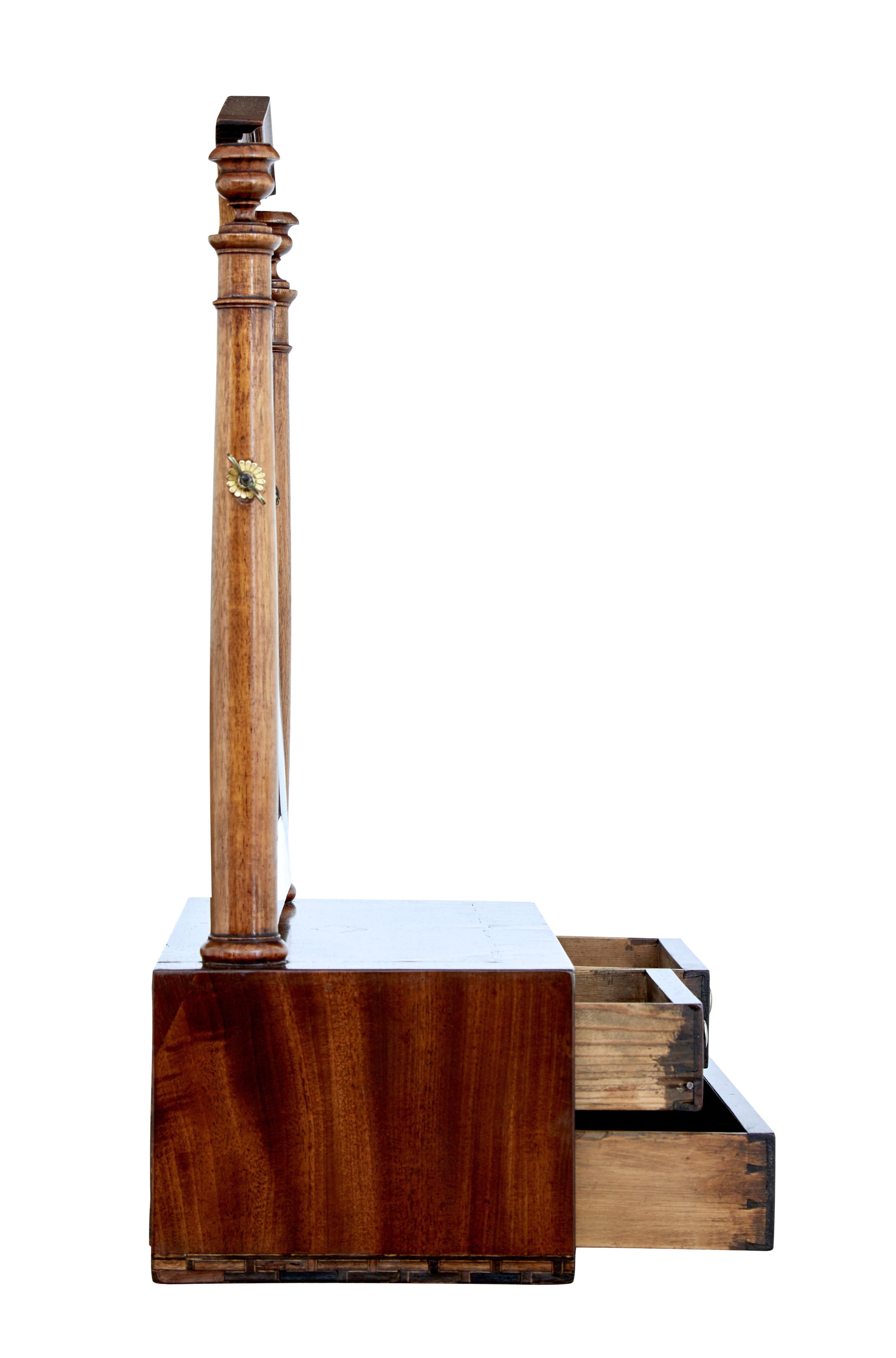 Swedish Mid-19th Century Empire Inlaid Mahogany Vanity Mirror
