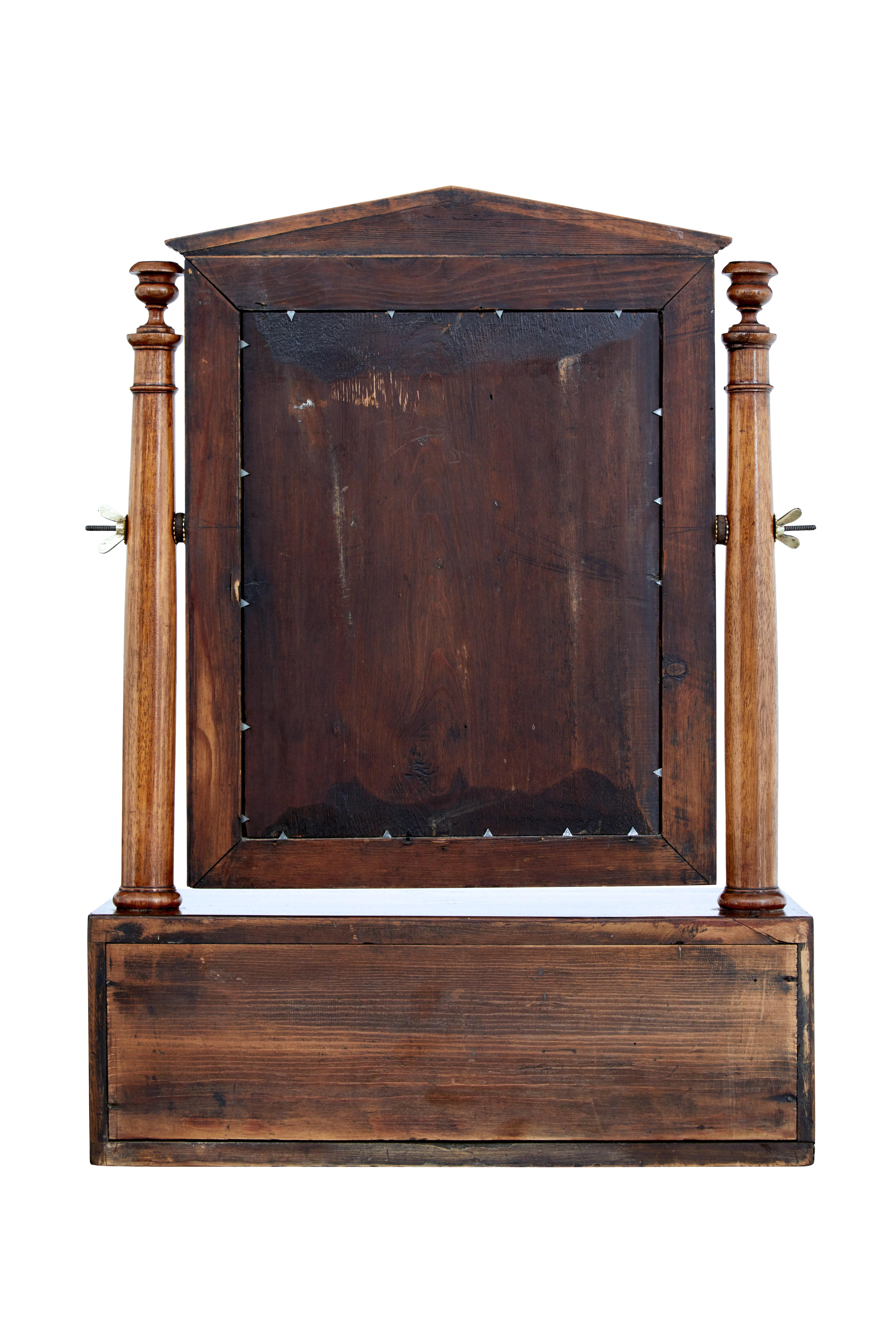 Inlay Mid 19th Century Empire Inlaid Mahogany Vanity Mirror