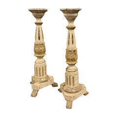 Mid-19th Century Empire Pair of Gilded Wood Italian Torcheres