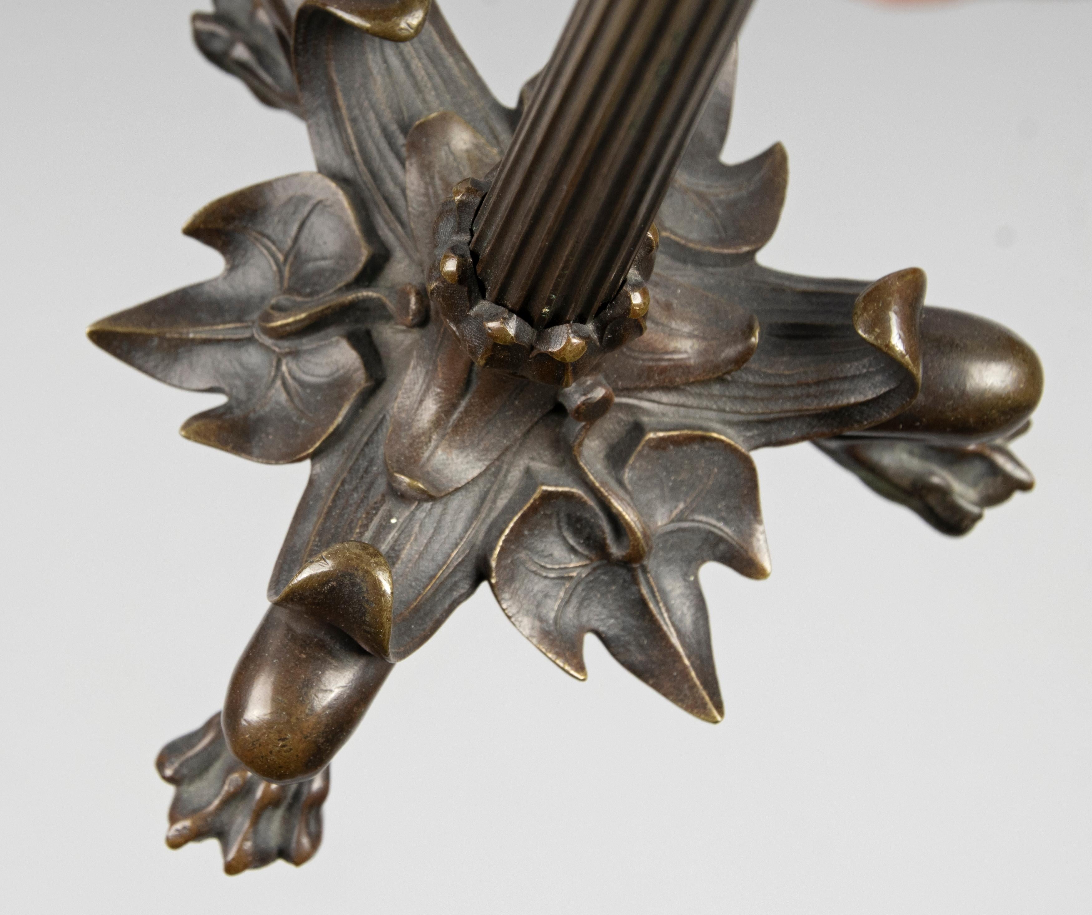Bronze patinierte Kerzenhalter im Empire-Stil aus der Mitte des 19. Jahrhunderts im Angebot 13