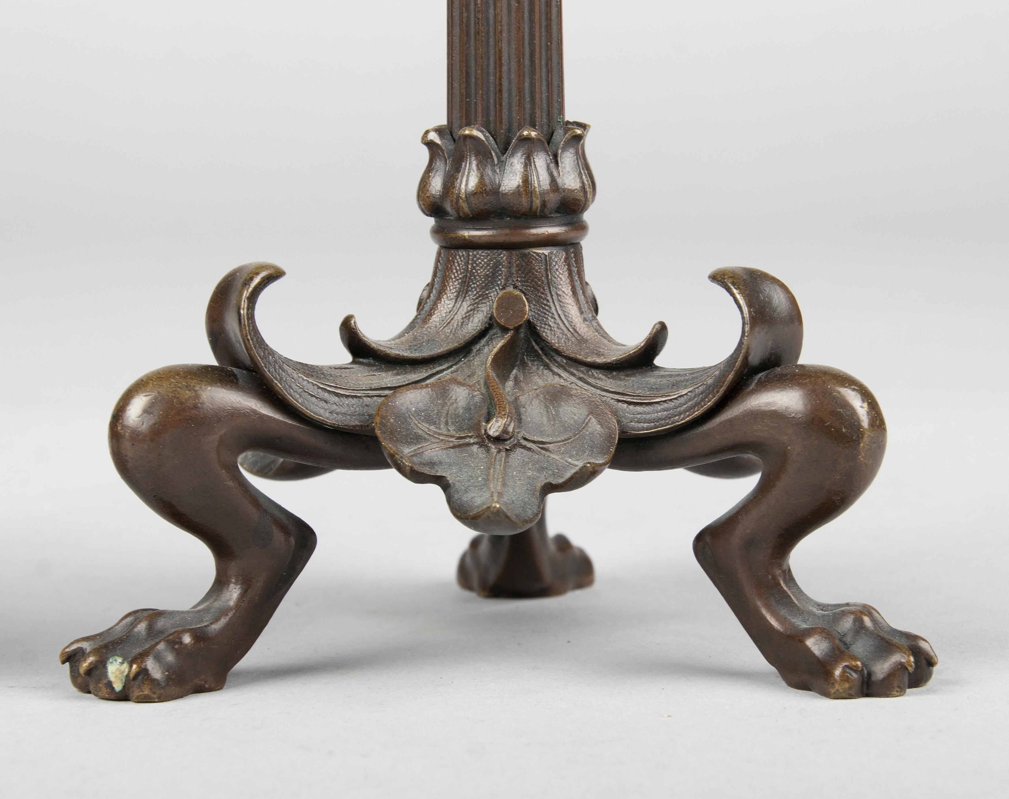 Mid 19th Century Empire Style Bronze Patinated Candleholders In Good Condition For Sale In Casteren, Noord-Brabant