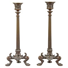 Candelabros de Bronce Patinado de Mediados del Siglo XIX Estilo Imperio