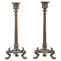 Mid 19th Century Empire Style Bronze Patinated Candleholders