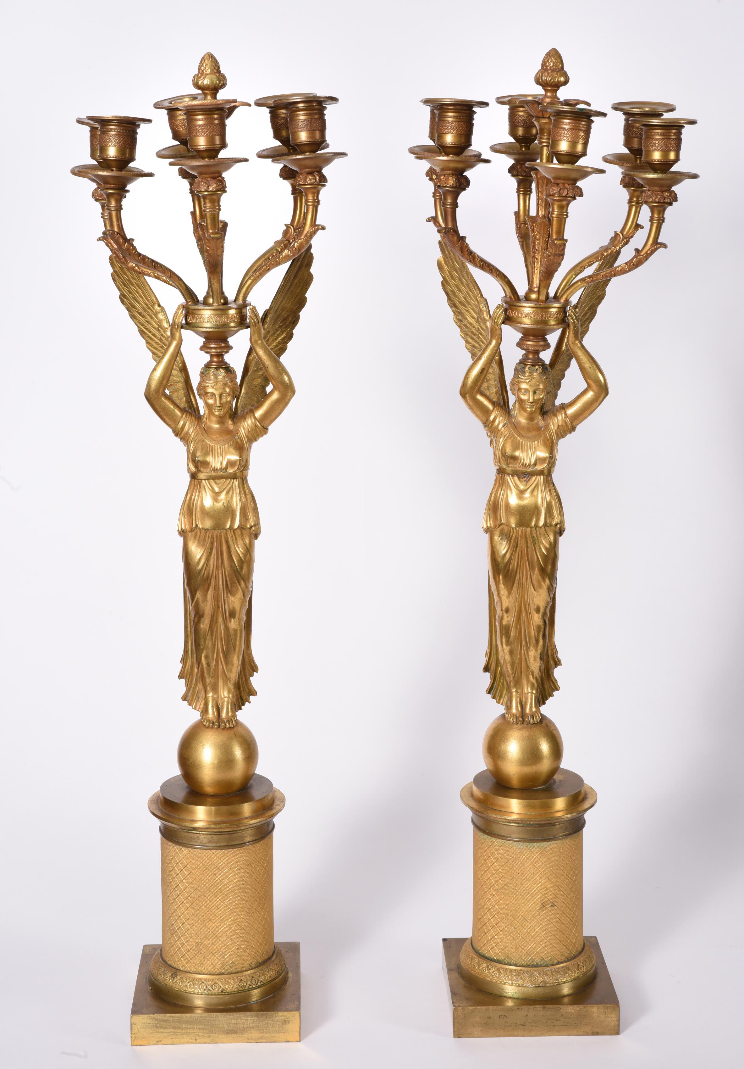 Mid-19th Century Empire Style Gilt Bronze Six-Light Candelabras 8