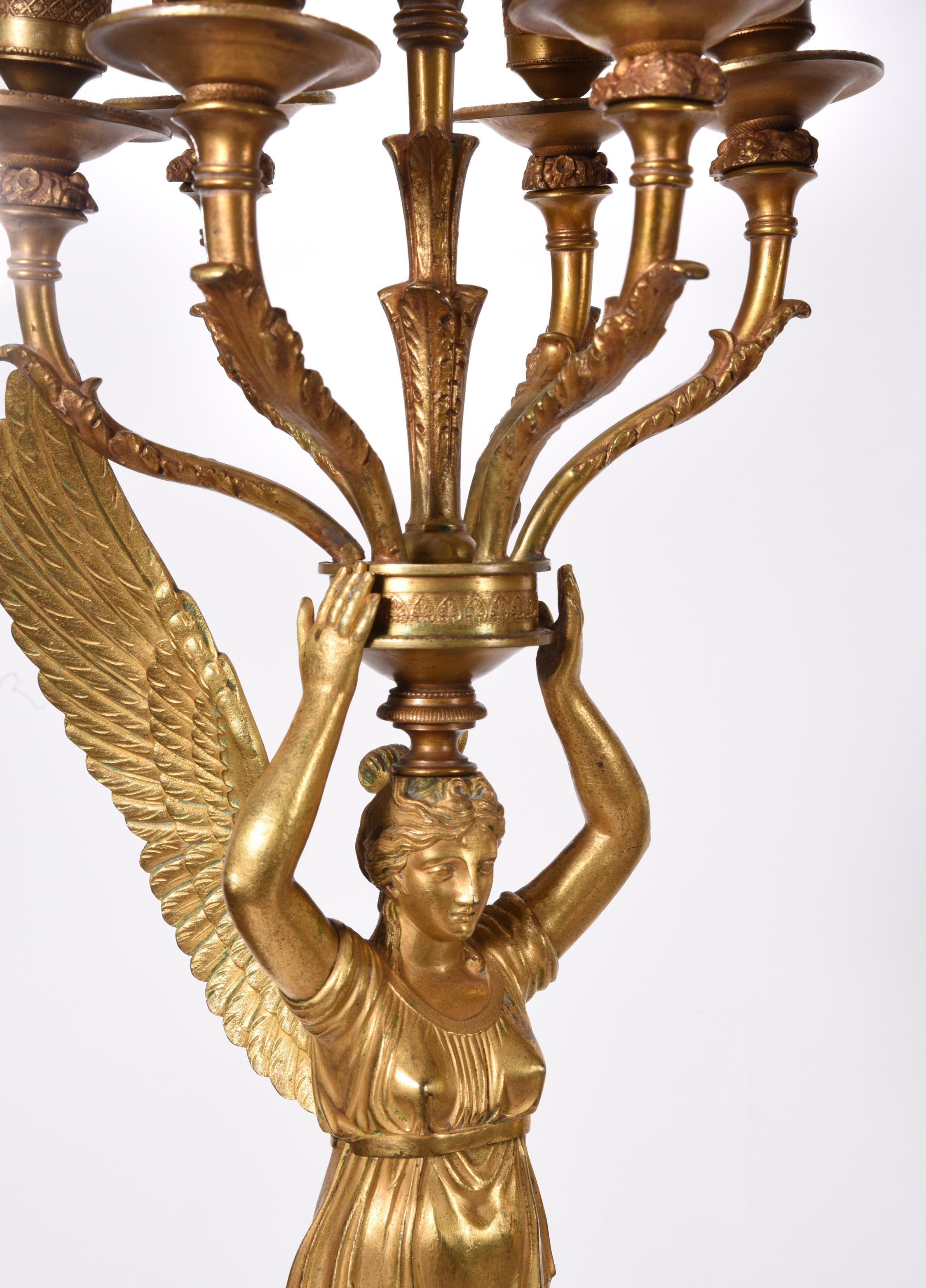 Mid-19th Century Empire Style Gilt Bronze Six-Light Candelabras 1