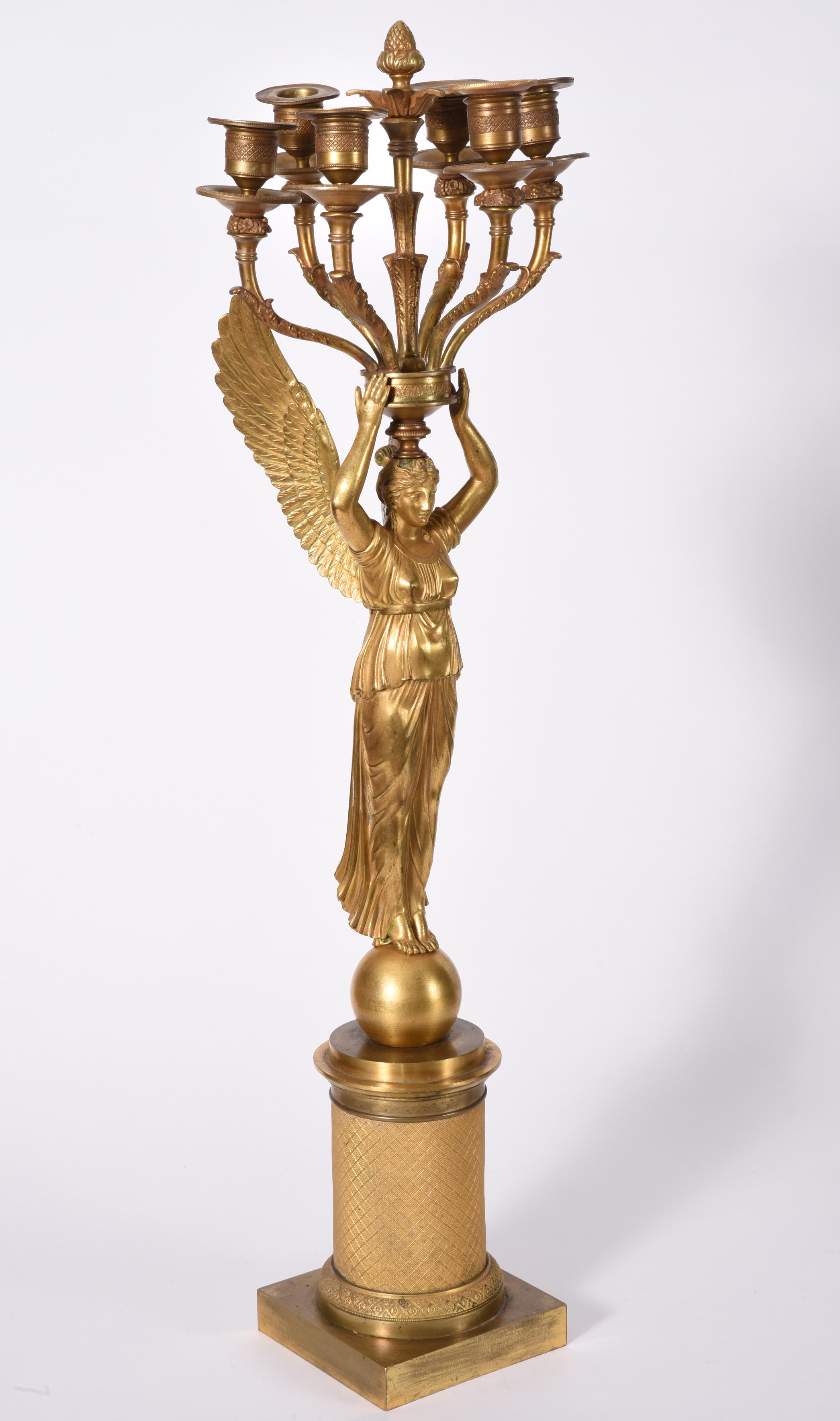Mid-19th Century Empire Style Gilt Bronze Six-Light Candelabras 4