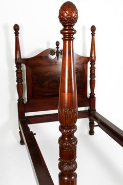 Mid-19th Century Empire Style Mahogany Four Poster Single Bed