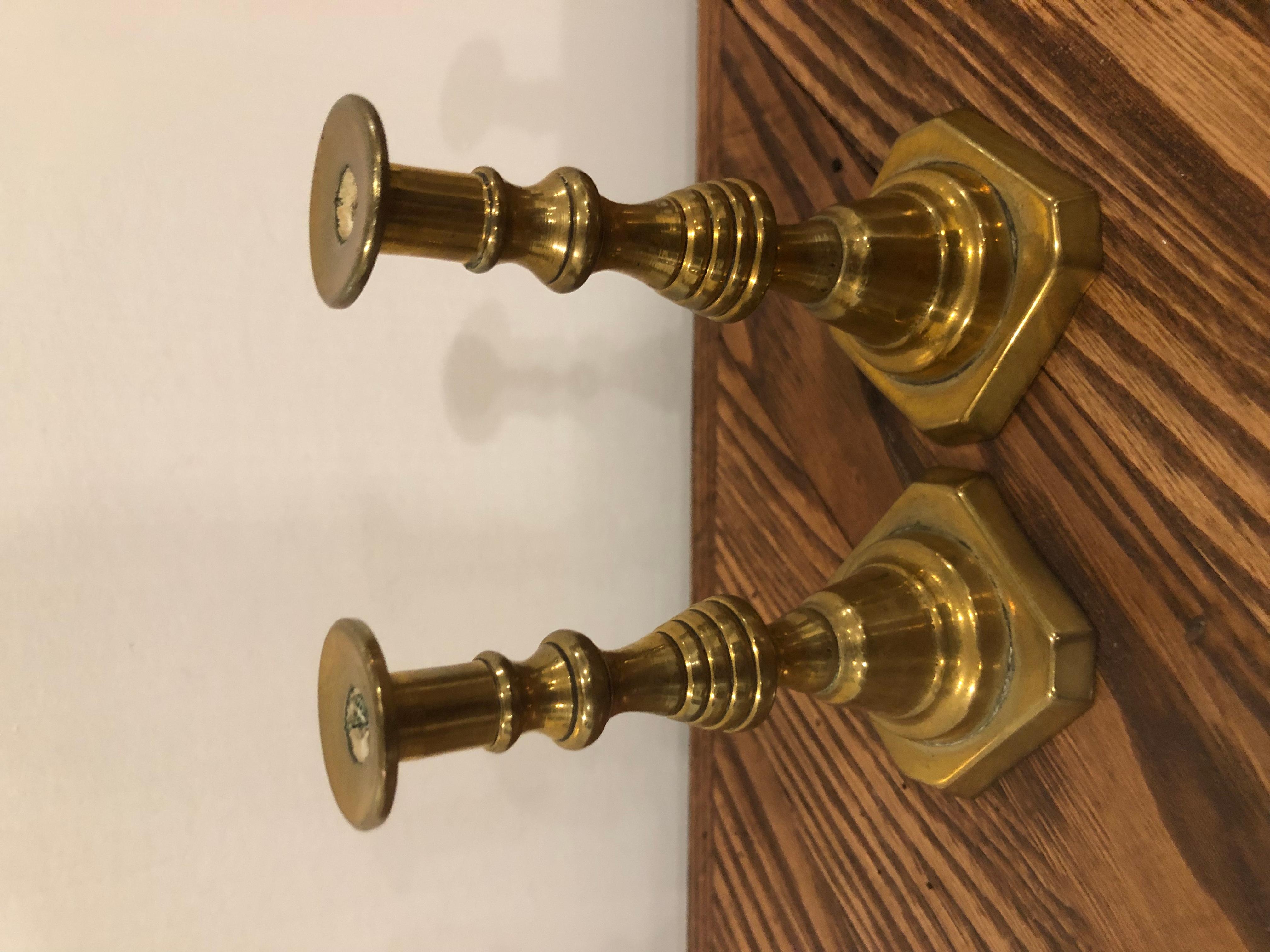 Wonderful pair of miniature brass candlesticks 4