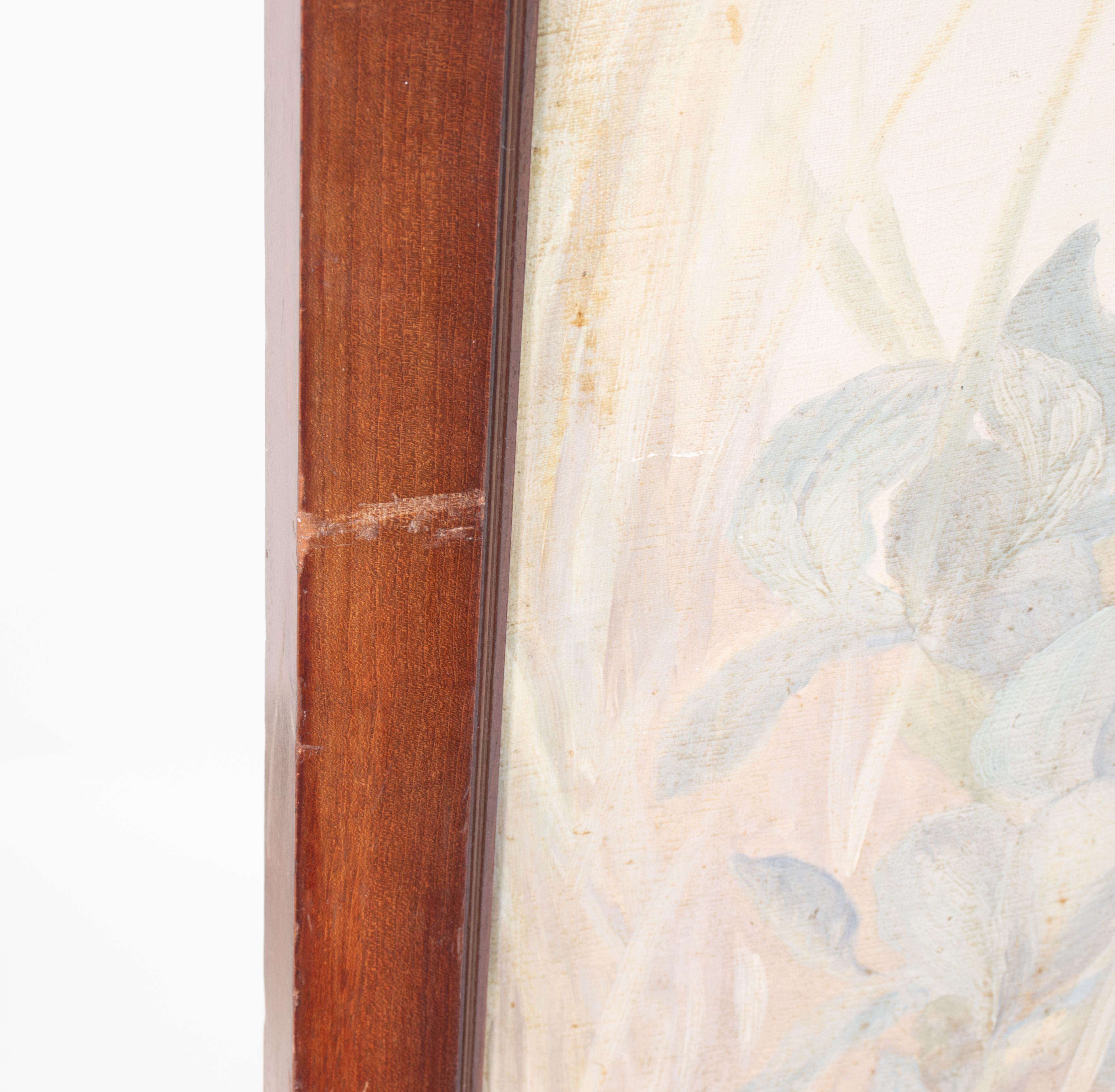 Mid-19th Century English Aesthetic Movement Four Panel Screen of Birds Paintings For Sale 3
