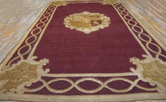1860s Lovely Burgandy Special Central Floral Antique English Axminster Rug