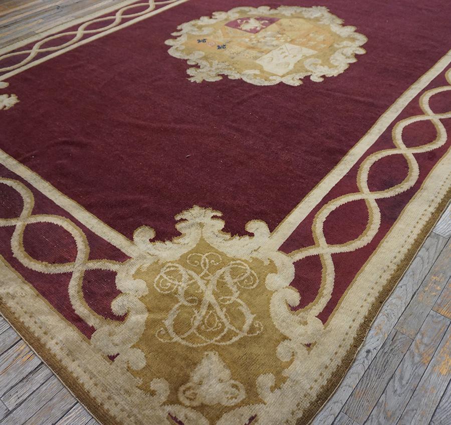Mid 19th Century English Axminster Carpet Armorial Carpet: Size:  9' x 13' 3