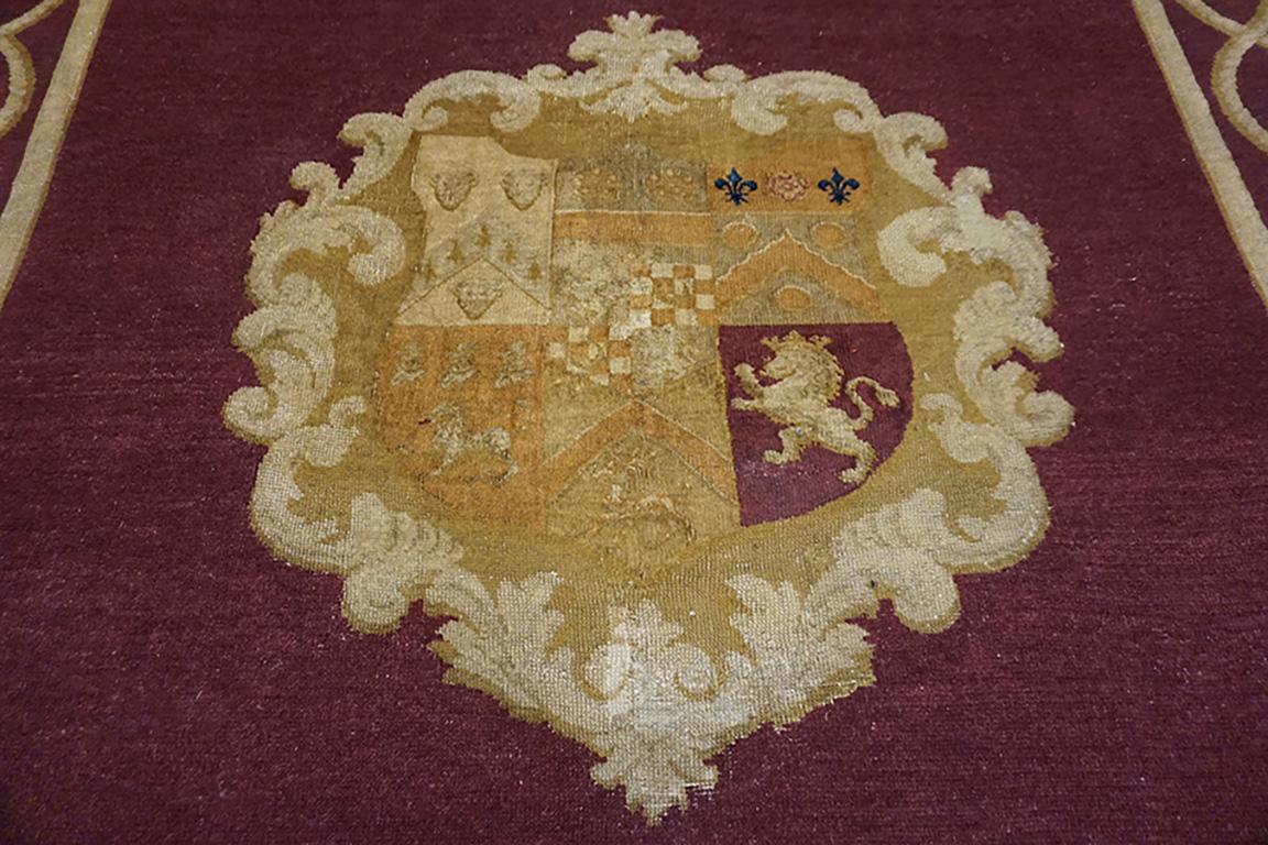 Hand-Knotted Mid 19th Century English Axminster Carpet Armorial Carpet For Sale