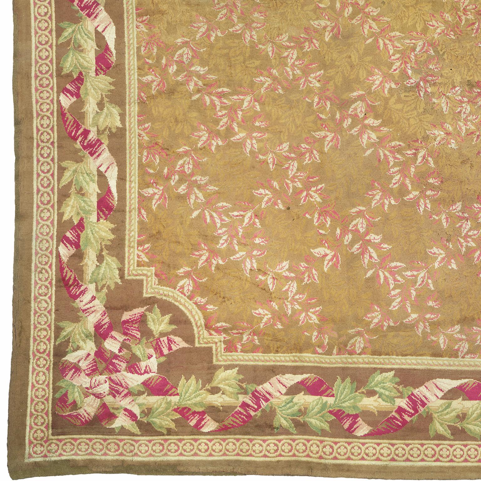 England, circa 1830
Handwoven
Wilton carpet, Regency period
Measures: 24'6