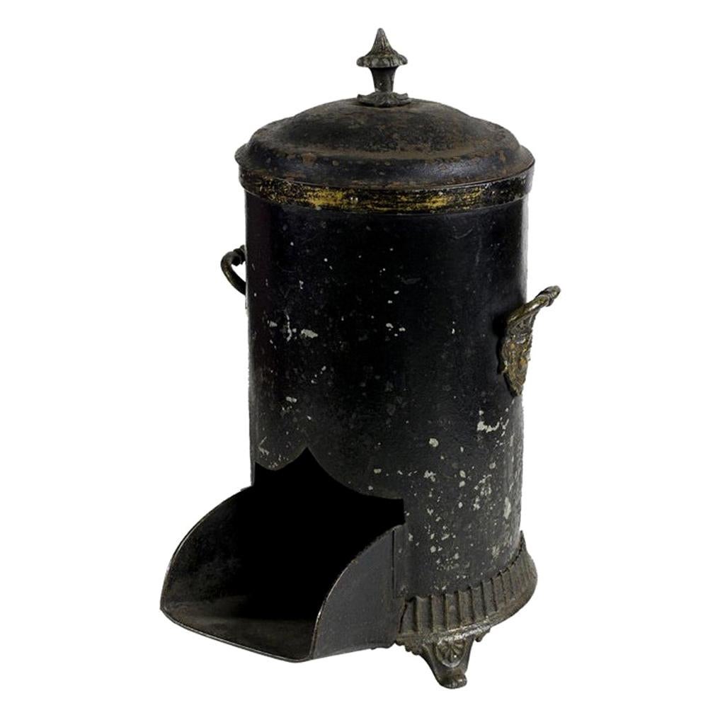 Mid-19th Century English Black Coal Scuttle For Sale