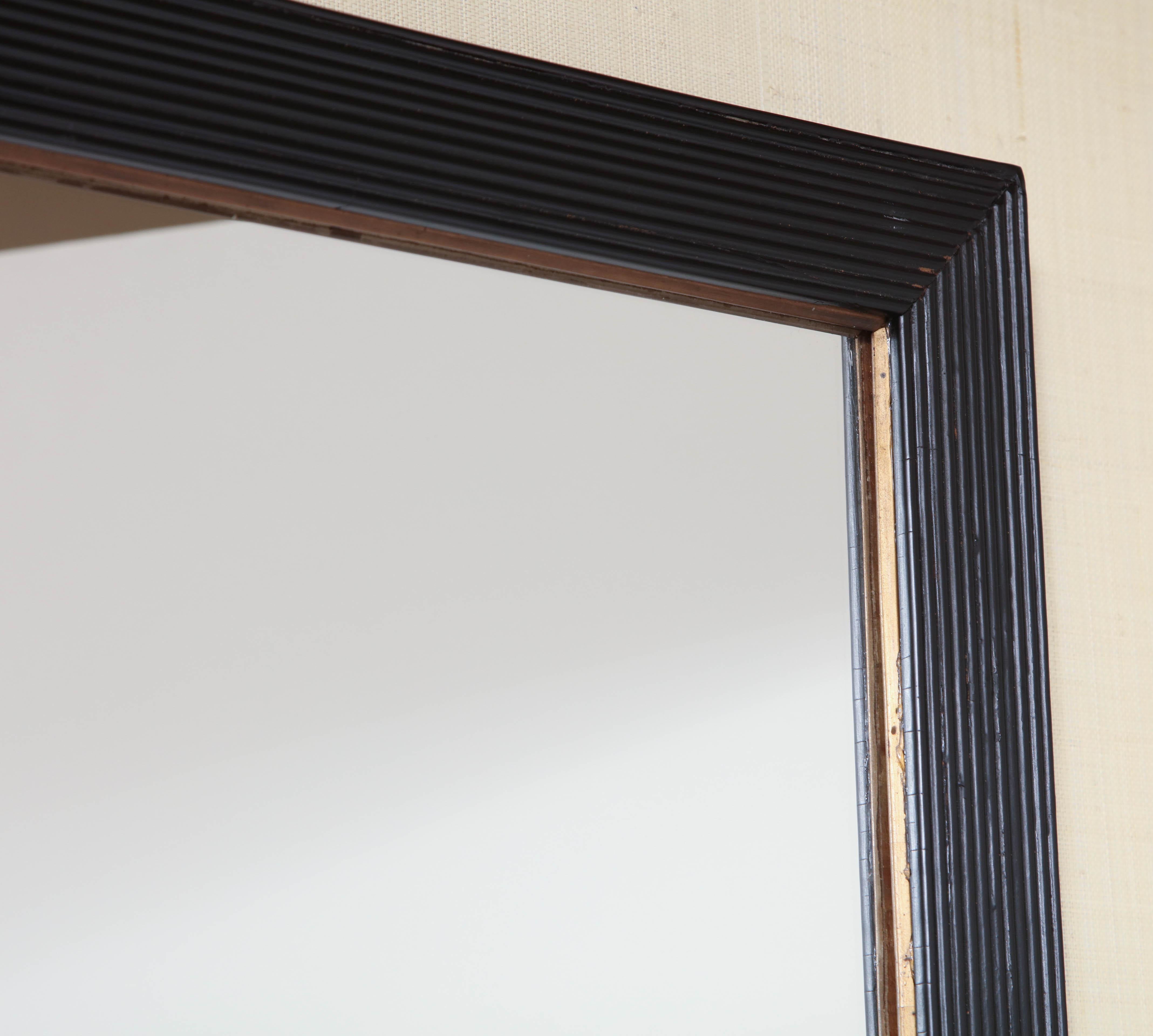 Mid-19th Century English, Black Lacquer and Ribbed Frame, Mirror 5