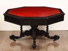 Mid-19th Century English, Black Lacquer on Oak, Library Table
