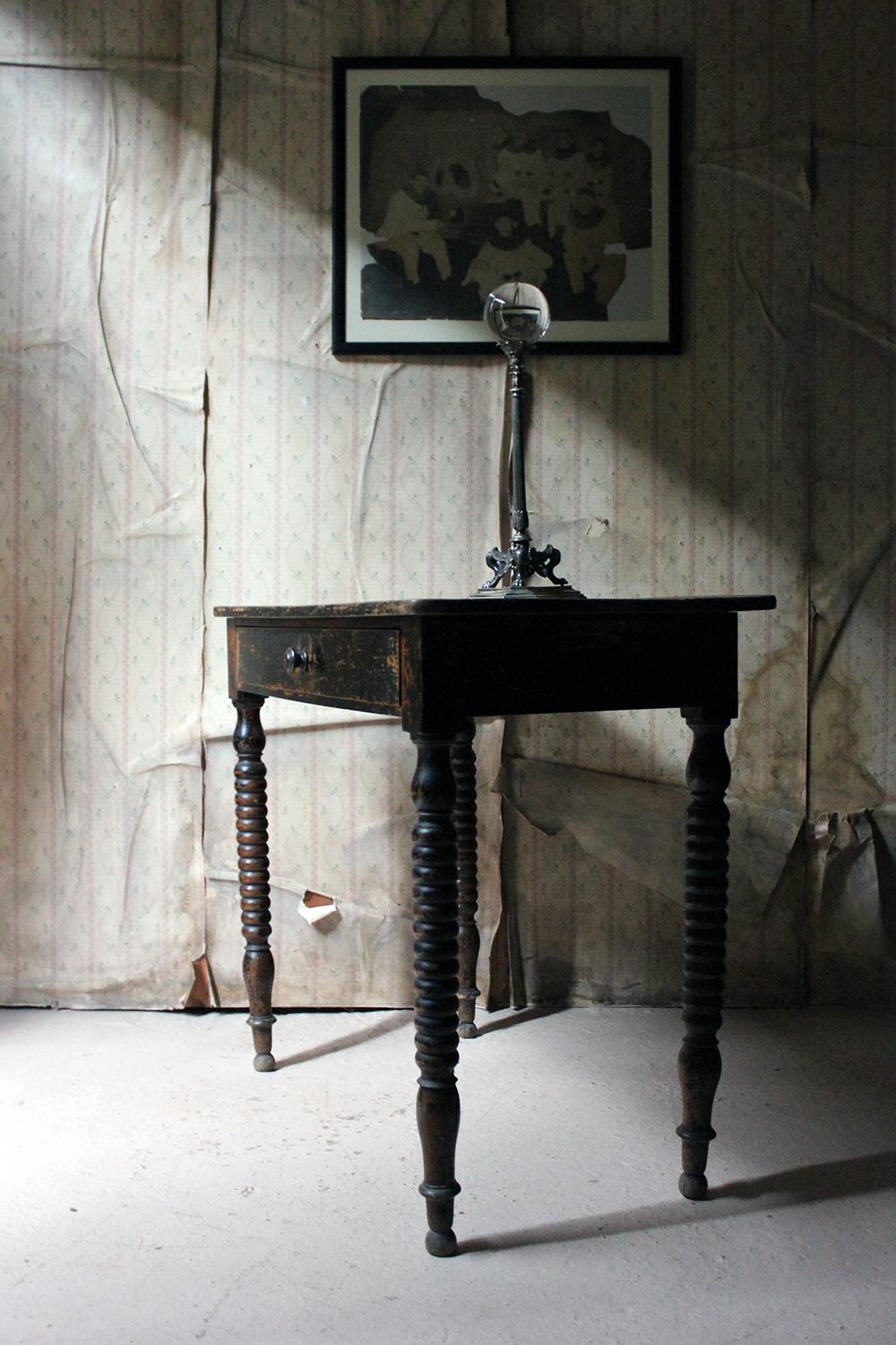 Mid-19th Century English Black Painted Fruitwood Side Table, circa 1840 4