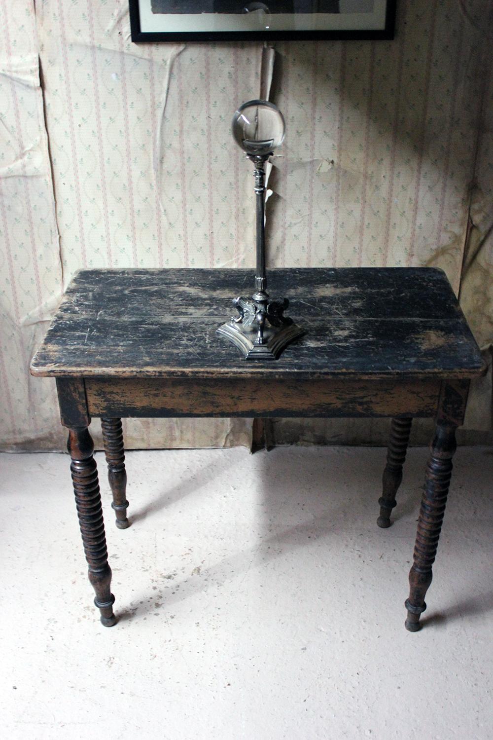 Mid-19th Century English Black Painted Fruitwood Side Table, circa 1840 6