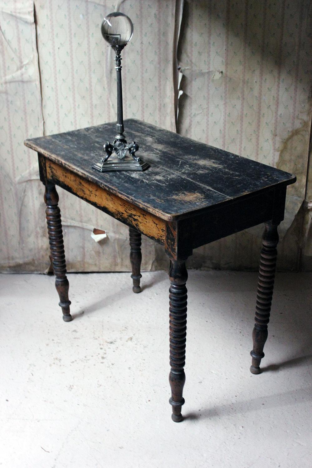 Mid-19th Century English Black Painted Fruitwood Side Table, circa 1840 7