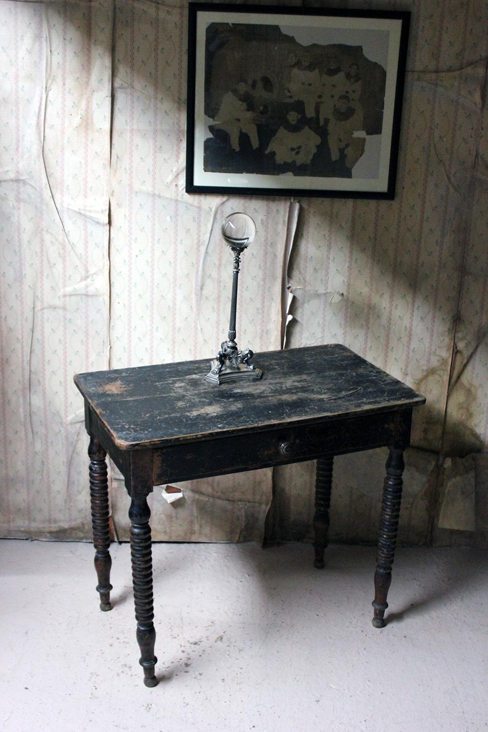 Mid-19th Century English Black Painted Fruitwood Side Table, circa 1840 10
