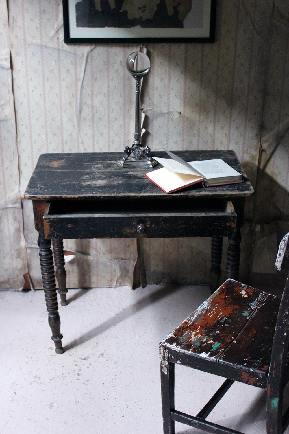 Mid-19th Century English Black Painted Fruitwood Side Table, circa 1840 11