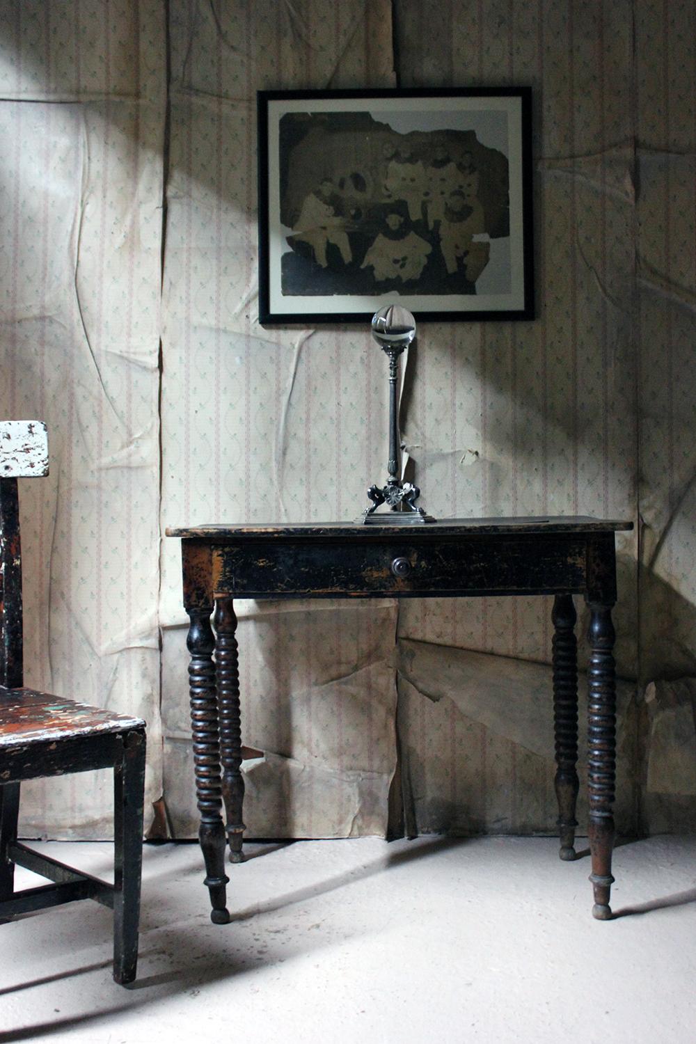 Mid-19th Century English Black Painted Fruitwood Side Table, circa 1840 12