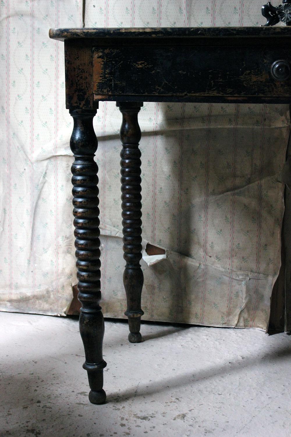 Cherry Mid-19th Century English Black Painted Fruitwood Side Table, circa 1840