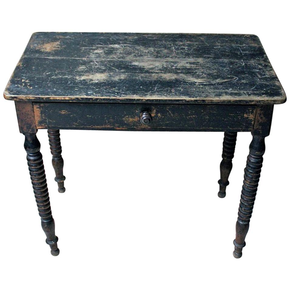 Mid-19th Century English Black Painted Fruitwood Side Table, circa 1840