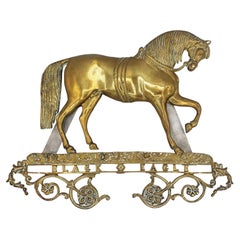 Mid-19th Century English Brass "Black Eagle" Prancing Horse Hanging Souvenir