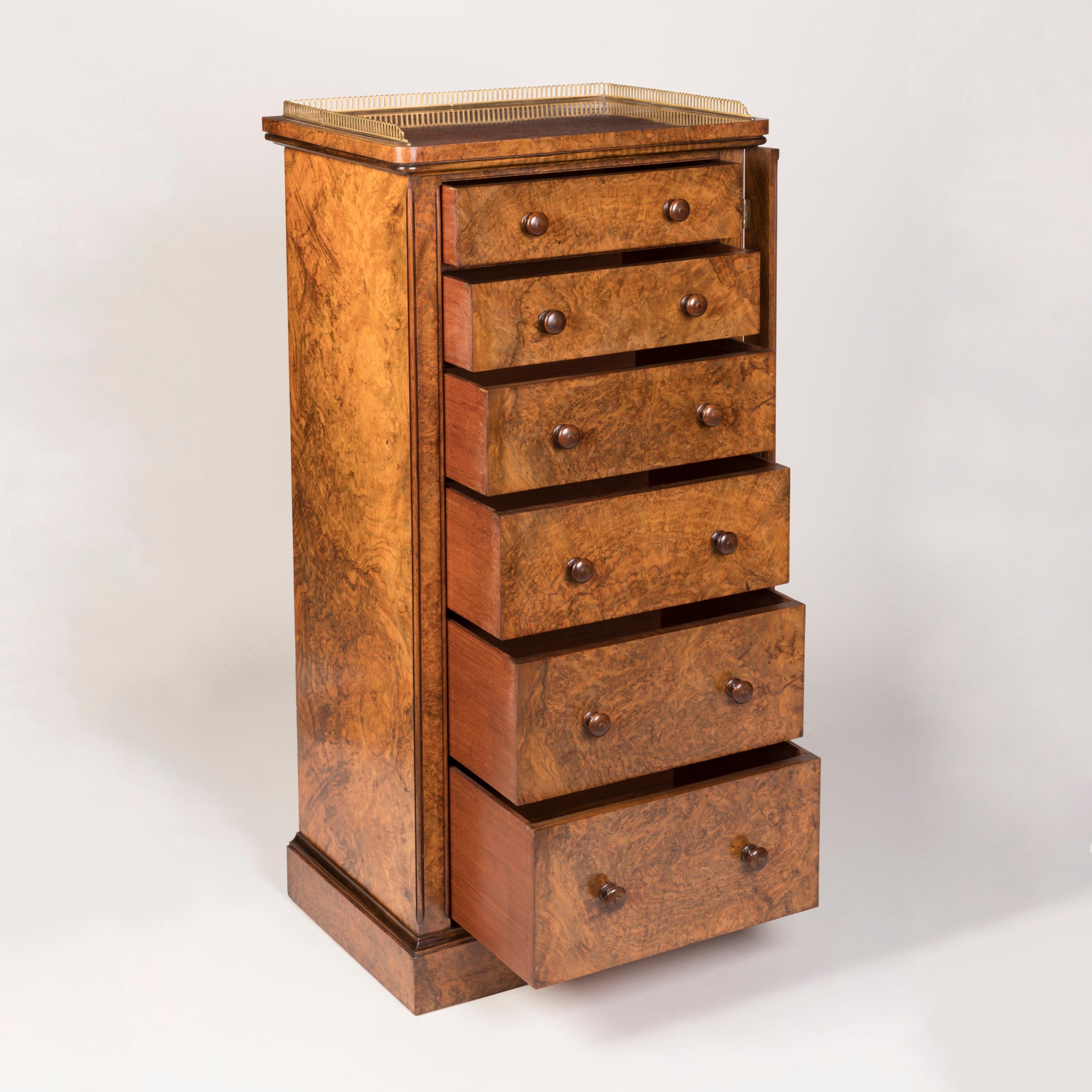 Mid-19th Century English Burr Walnut Wellington Chest by Holland & Sons For Sale 1