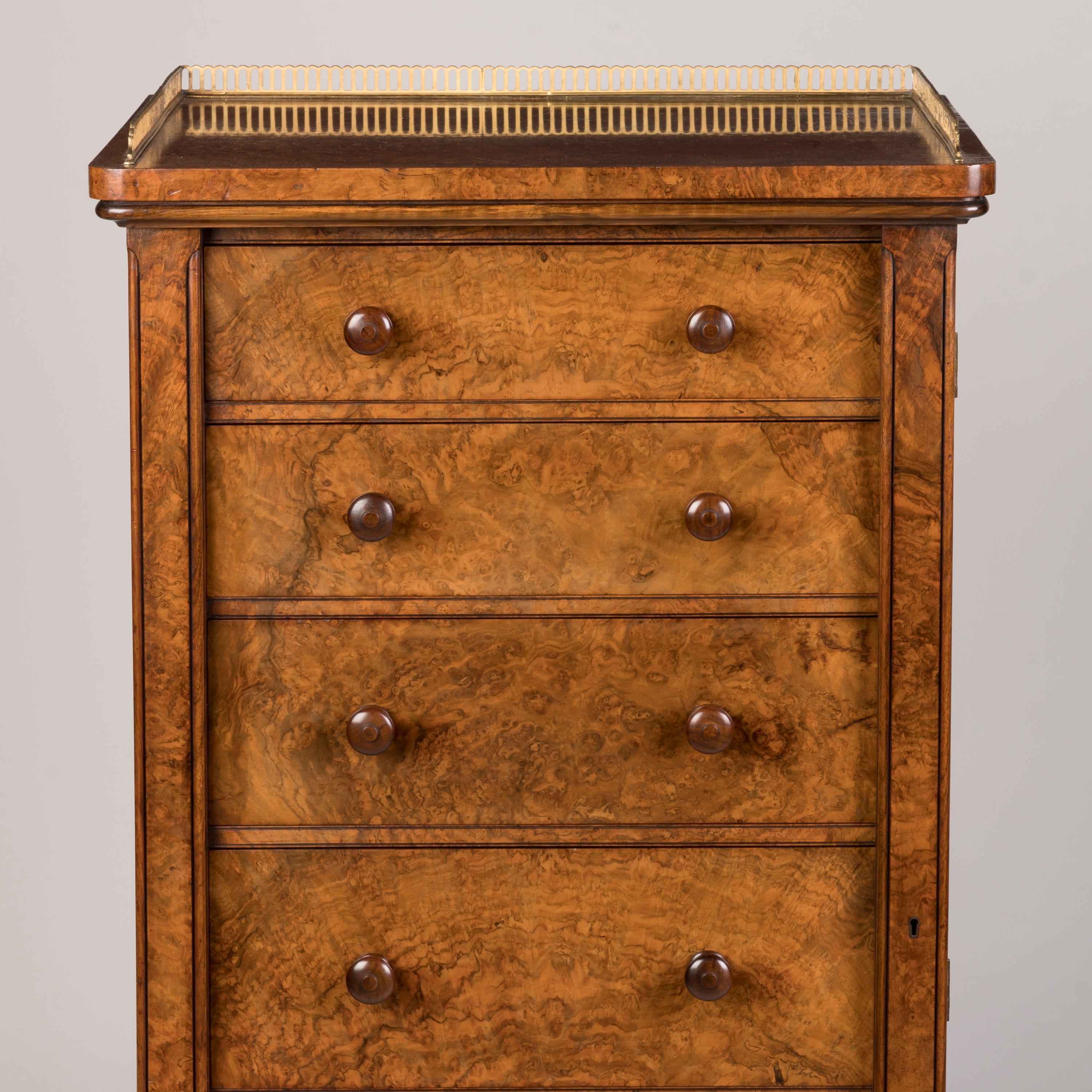 Mid-19th Century English Burr Walnut Wellington Chest by Holland & Sons For Sale 3