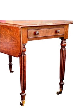 Mid-19th Century English Carved Mahogany Drop Leaf Pembroke Table